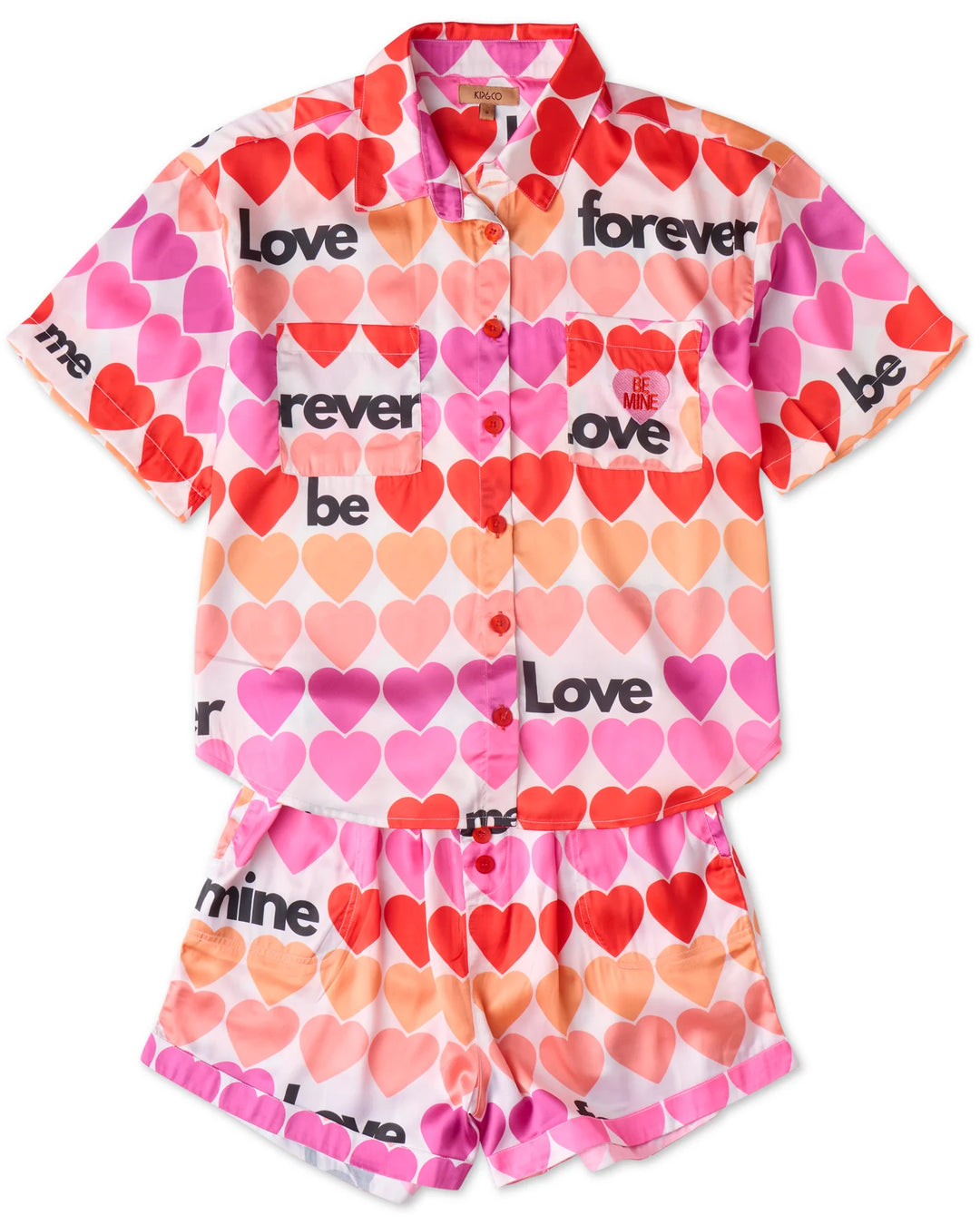 Kip & Co Forever Eco Satin Short Sleeve Shirt & Short Pyjama Set
