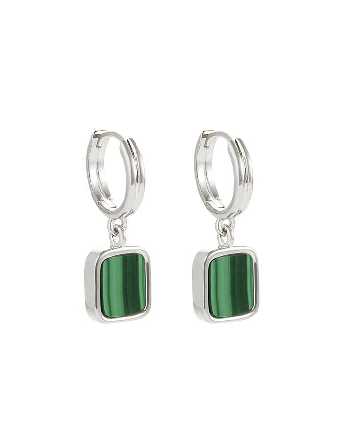Kirstin Ash Malachite Hoops (Sterling Silver) - Earrings