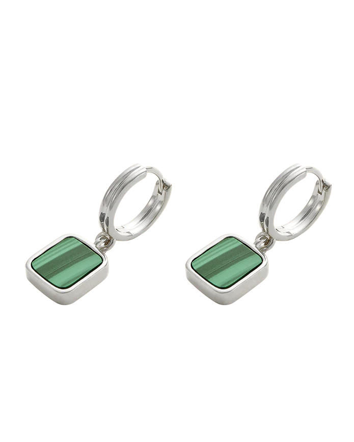 Kirstin Ash Malachite Hoops (Sterling Silver)