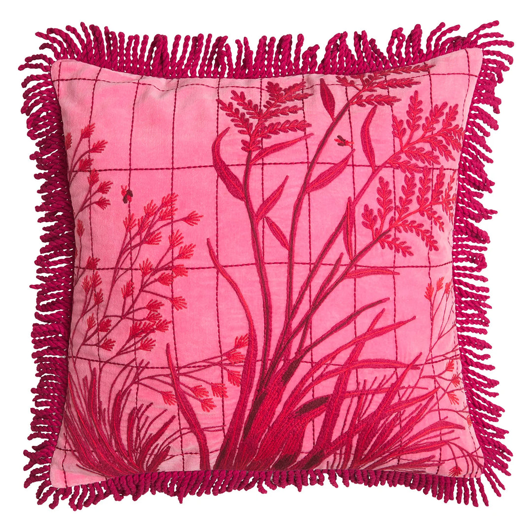 Sage x Clare Adelyn Embroidered Cushion - Cosmos Pink