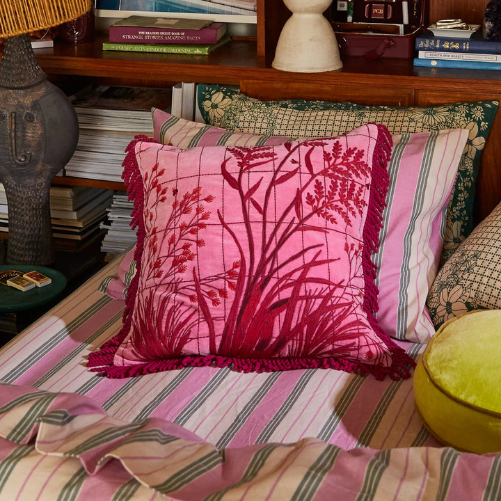 Sage x Clare Adelyn Embroidered Cushion - Cosmos Pink