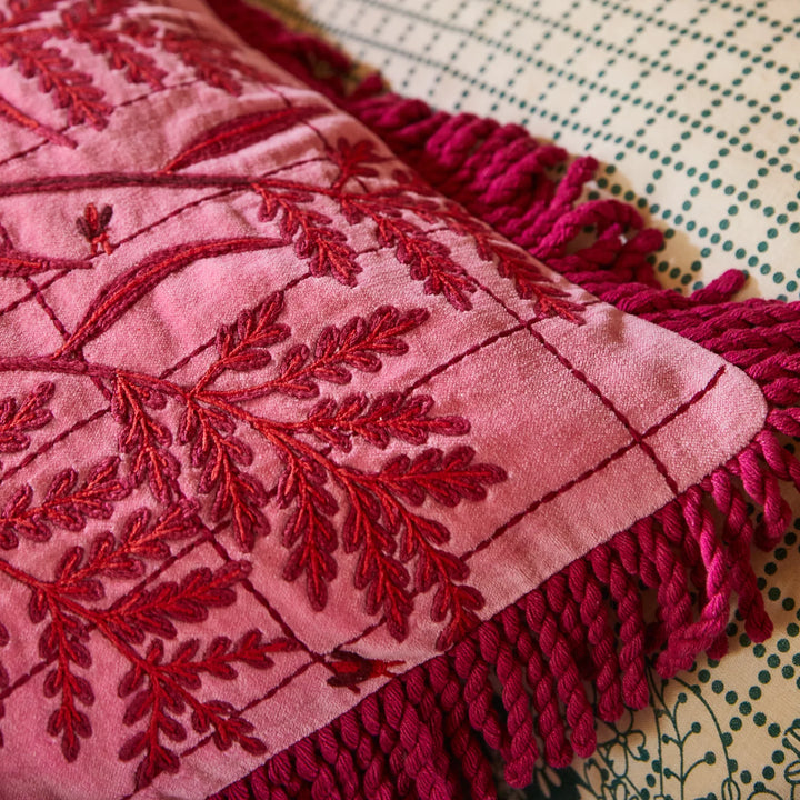 Sage x Clare Adelyn Embroidered Cushion - Cosmos Pink