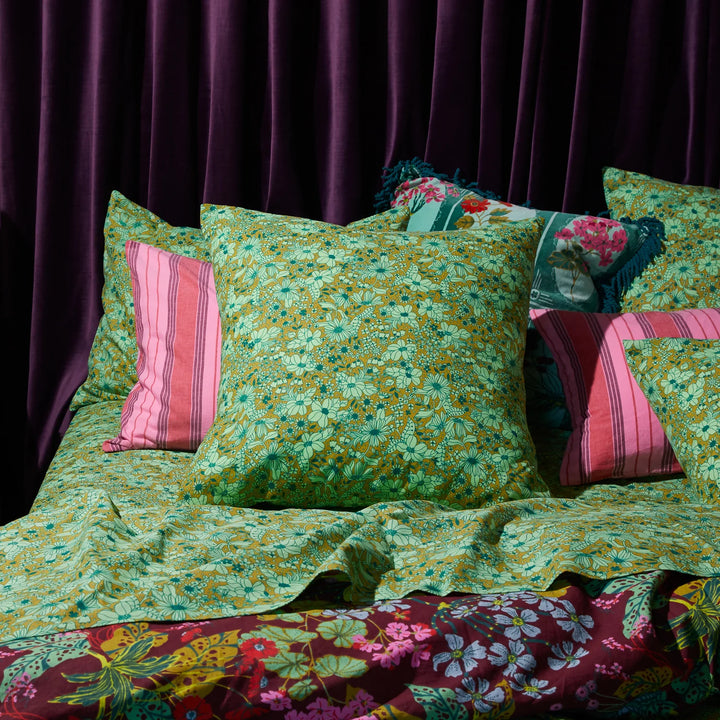 Sage x Clare Evette Cotton Euro Pillowcase Set - Olive