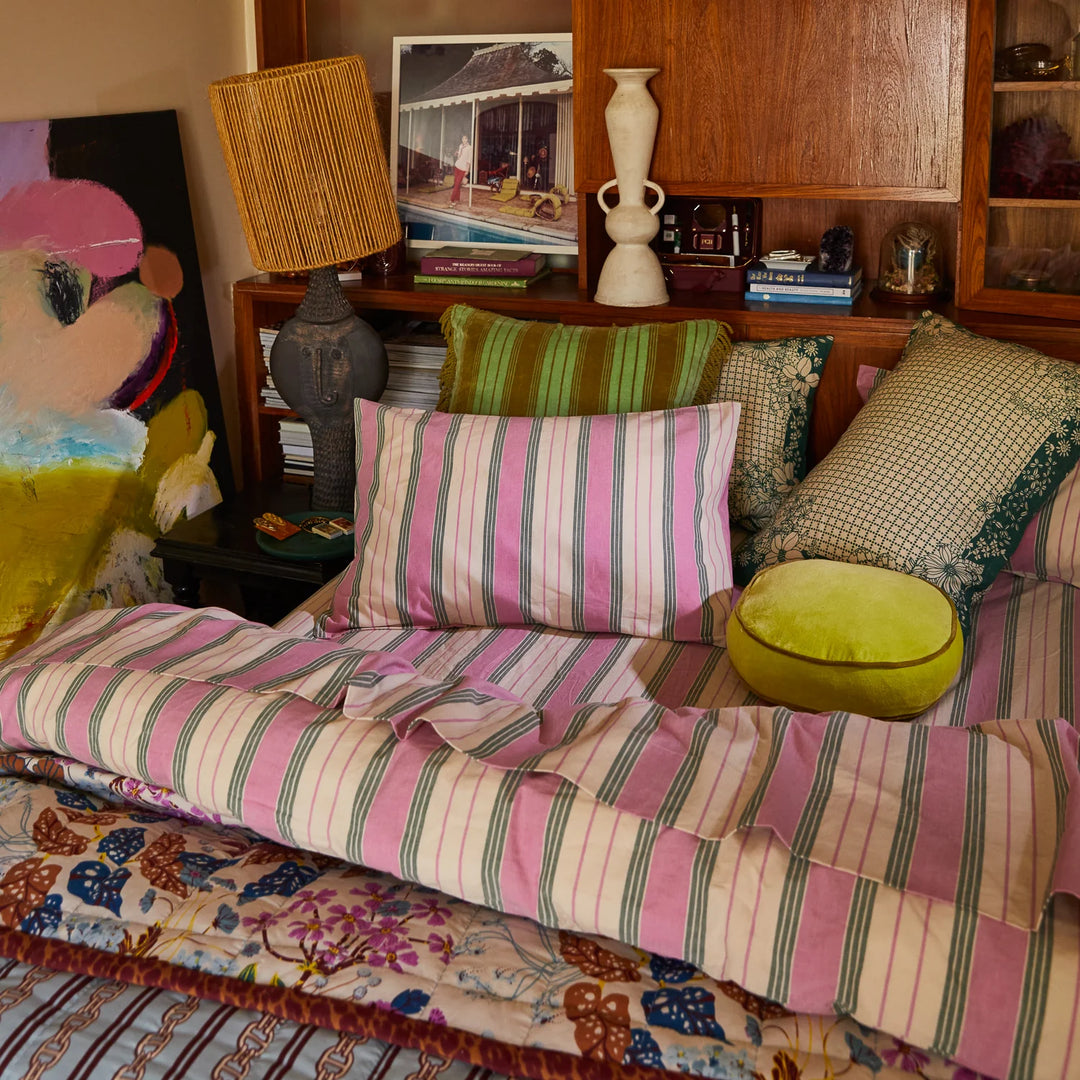 Sage x Clare Brigitte Cotton Pillowcase Set - Fuchsia