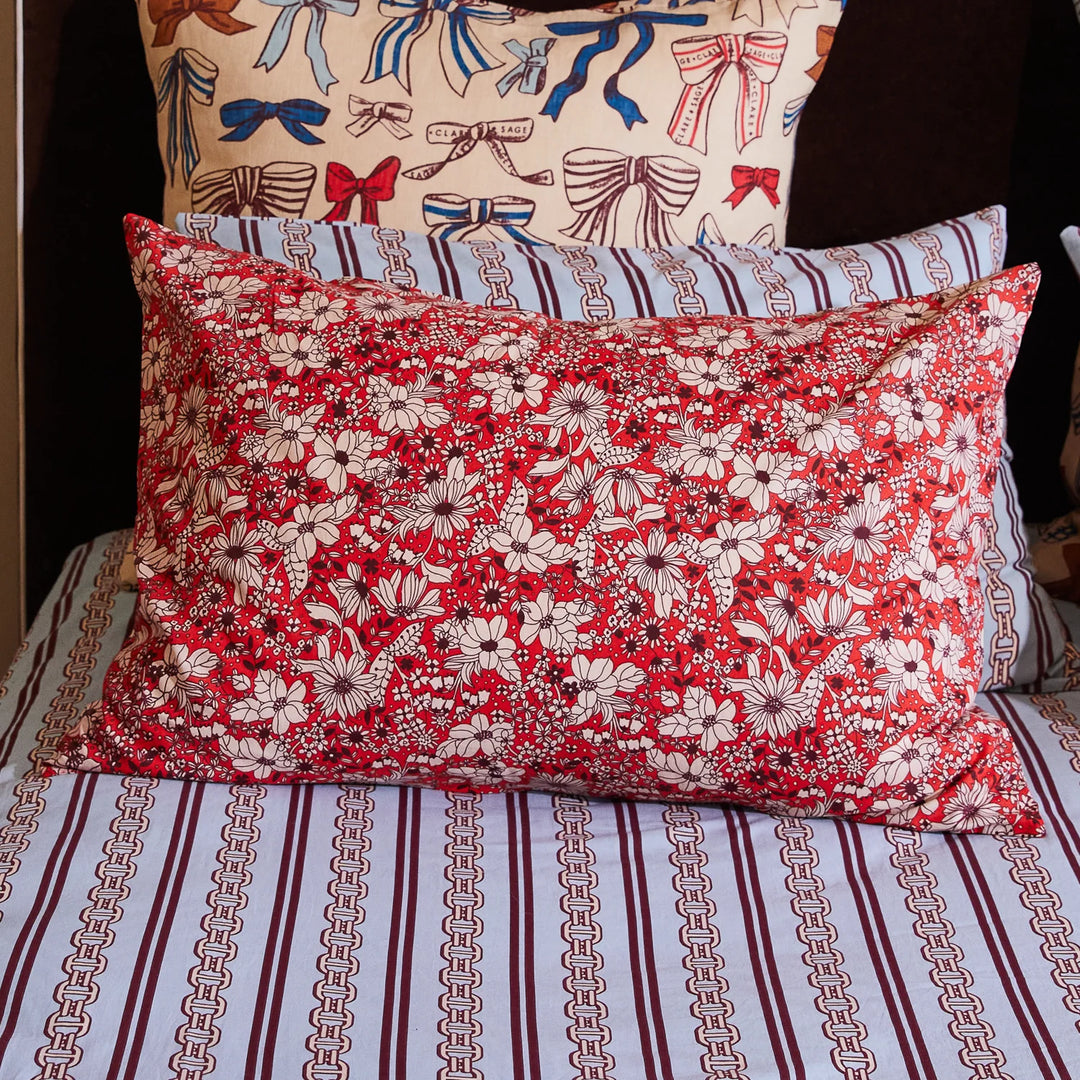 Sage x Clare Evette Cotton Pillowcase Set - Scarlet Standard