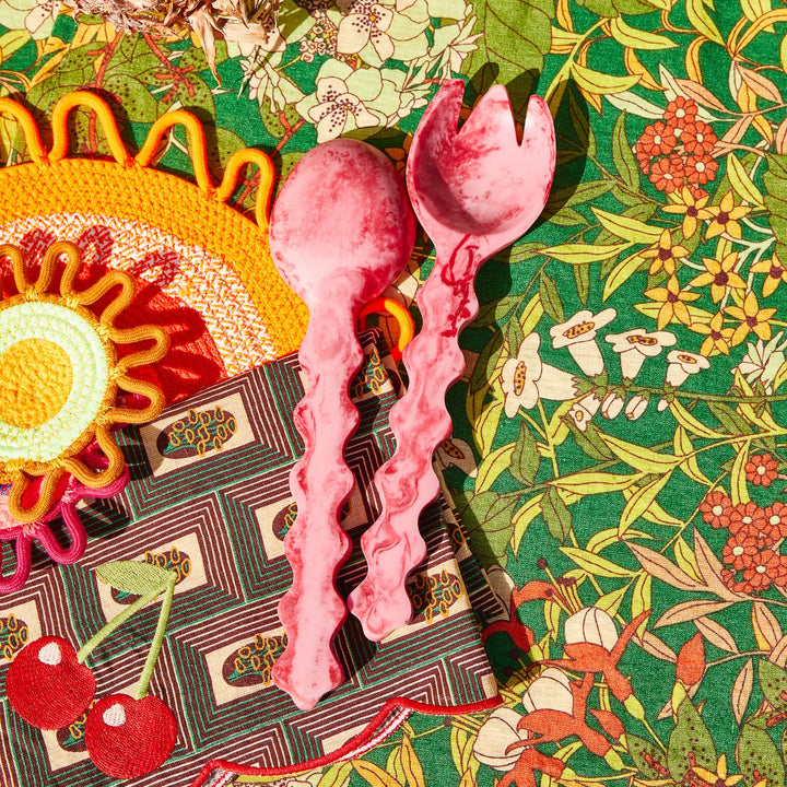 Sage x Clare Gisele Salad Servers - Crimson