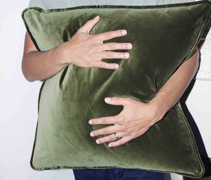 Hommey Velvet Lumbar Cushion - Sicillian Olive